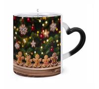 Coffee Mug 11 Oz The Gingerbread Figurine Is on The Table Color Changing Mugs, Heat Changing Coffee Mugs with Handle, Heat Sensitive Magic Mug for Women Men Funny Ceramic Cup for Tea Latte Milk Cocoa