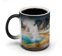 Coffee Mug 11 Oz Yellowstone National Park Geysers Color Changing Mugs, Heat Changing Coffee Mugs with Handle, Heat Sensitive Magic Mug for Women Men Funny Ceramic Cup for Tea Latte Milk Cocoa