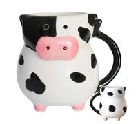 Coffee Mug - 5 Inch Ceramic Mug | Large Capacity Cow Design - 580ml Mug with Non-Slip Base for Hot Chocolate, this cute mug brings charm to your office breaks.
