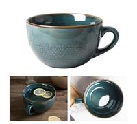 Coffee Mug,700ml Large Mug Ceramic Cup with Handles, Tea Mugs, Soup Cup, Salad Bowl, Microwave Safe Breakfast Mug, Porcelain Mug for Milk Salad Cappuccino Cereal, Birthday Christmas Gifts (Dark Green)