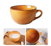 Coffee Mug,700ml Large Mug Ceramic Cup with Handles, Tea Mugs, Soup Cup, Salad Bowl, Microwave Safe Breakfast Mug, Porcelain Mug for Milk Salad Cappuccino Cereal, Birthday Christmas Gifts (Yellow)
