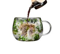 Coffee Mug - 9.5 x 8 cm Double Walled Clear Mug, Aesthetic Drinkware, Insulated Drink Glass, Hot Cold Mug, Stylish Double Walled Coffee Mug For The