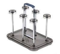 Coffee Mug and Glass Holder Rack with Drain Tray and 6 Hooks, for Kitchen Countertop Organization and Efficient Drying (Silver A)