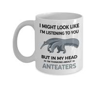 Coffee Mug Anteater in My Head I'm Thinking About Anteaters, Anteater Lover Ceramic Cup Funny Personalised Mug Safe Tea Cup for Teacher Anyone Kitchen Accessories 330ML
