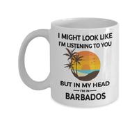 Coffee Mug Barbados Barbados Lover in My Head I'm in The Bridgetown Tea Cup Funny Work Mug Safe Ceramic Cup for Kitchen Accessories Office Teacher 330ML