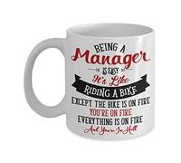 Coffee Mug Being A Manager is Easy It's Like Riding A Bike Ceramic Mugs Premium Work Mug Decorations Ceramic Cup for Work Anyone Office 330Ml