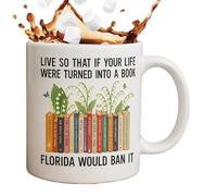 Coffee Mug - Book Club Party Tea Mugs - 11 Oz Novelty Ceramic Reader Decoration for Men Women Teacher Librarian Mom Birthday Hot or Cold Beverages