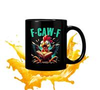 Coffee Mug - Ceramic 12oz Novelty Design, Rooster Illustration Accent, Handcrafted Farm Inspired Cup, Rustic Theme Chicken Drinkware | for Morning Beverage Rituals Kitchen Brunch Shelf Display