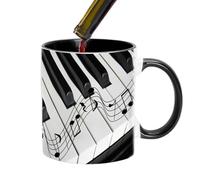 Coffee Mug - Ceramic 350ml | Guitar Piano Violin Black Coffee Cup for Music Lovers | Creative Beverage Cup for Home Office Studio Gift Giving and Daily Drink Use