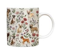 Coffee Mug - Ceramic 350ml Standard Size | Bulldog Print Juice Milk Water Latte Beer Drinking Cup | Gift Idea for Mother Dad Wife Friend Office Home Kitchen Daily Use