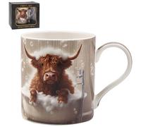 Coffee Mug Ceramic Cup 350Ml Highland Cow Bubble Bath Novelty Animal Gift Idea