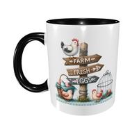 Coffee Mug Chicken Farm Fresh Eggs Exquisite Cafe Print Mug Glossy Finish Friends Ceramic Tea Cup 11Oz