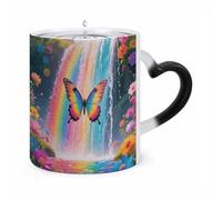 Coffee Mug Color Changing Mug Rainbow - Winged Butterfly by Falls Funny Heat Sensitive Color Changing Coffees Cup Ceramic Magic Cup Novelty Coffee Mugs Personalized Tea Cups Gift for Women Men