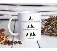 Coffee Mug Conspiracy to Murder Attempted Murder Murder Crow Murder Crows Tea Cup Coloured Ceramic Cup Decorations Ceramic Mugs for Anyone Kitchenware Office 330ML