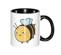Coffee Mug Cute Cartoon Bee Glossy Finish Office Print Mug Large Handle Birthday Ceramic Tea Cup 11Oz