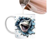 Coffee Mug | Cute Mugs Ceramic Flat Painted Shark Mug - 11oz Shark Decor Coffee Mugs For Coffee Milk Tea Lovers, Multipurpose Use, Mug