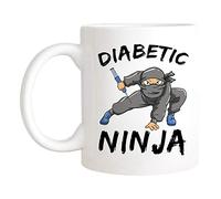 Coffee Mug Diabetic Ninja Cute Diabetes Awareness Type 1 2 Diabetes Support Ninja Lover Work Mug Novely Tea Cup Funny Ceramic Cup for Men Women Office Birthday 330ML