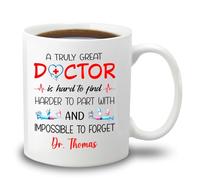Coffee Mug Doctor is Hard to Find Harder to Part with and Impossible to Forget, Personalized Name Doctor Work Mug Funny Tea Cup Decorations Ceramic Cup for Anyone Birthday Office 330Ml