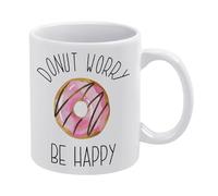 Coffee Mug Donut Worry Be Happy Doughnut S Personalised Mug Funny Tea Cup Decorations Ceramic Cup for Kitchenware Work Office 330ML