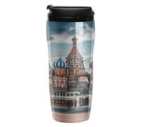 Coffee Mug Double Wall Insulated St Basil Cathedral Red Square In Moscow Travel Coffee Tumbler for Hot/Ice Tea To Go Cups with Lids Leak-proof And Skid-proof Design for Home, Office, Parties 12Oz