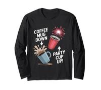 Coffee Mug Down Party Cup Up Labor Day Long Sleeve T-Shirt