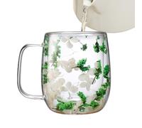 Coffee Mug Dried Flower Art Double Wall Glass Espresso Cup