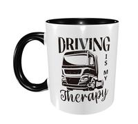 Coffee Mug Driving is My Therapy Novelty Home Print Mug Glossy Finish Cafe Ceramic Tea Cup 11Oz