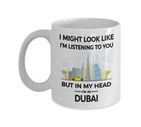 Coffee Mug Dubai UAE Lover in My Head I'm in Dubai Tea Cup Coloured Work Mug Premium Personalised Mug for Anyone Kitchen Accessories Office 330ML