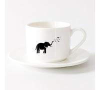 Coffee Mug, Elephant Musical Notes African Animal Music Love （6oz/175ml） Perfect for Kitchens, Restaurants & Cafes, Great Gift Idea，Sets Tea Cup with Saucers (White)