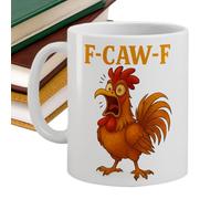 Coffee Mug | F-CAW-F Rooster Drinkware - Sarcastic Humor Rooster Water Cups | For Latte Cappuccino Soda Beer Wine Kitchen Office Travel Party