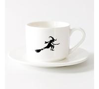 Coffee Mug, Fabulous Hero Witch on a Broomstick Sabbat （6oz/175ml） Perfect for Kitchens, Restaurants & Cafes, Great Gift Idea，Sets Tea Cup with Saucers (White)