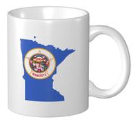 Coffee Mug Flag Map of Minnesota Ceramic Cups Funny Personalised Coloured Mug, for Office, Birthday, Women, 330ml