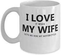 Coffee Mug for Best Gifts I Love When My Wife Lets Me Ride My Motorcycle - (White) Motorcycle Coffee Mug Cup - Biker Coffee Mug Gift - Dirt Bike Cup Accessories Christmas