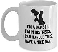 Coffee Mug for Best Gifts Im A Damsel Im in Distress I Can Handle This Coffee Mug Cup (White) Megara Hercules Gift Merchandise Shirt Sticker Decal Art Decor