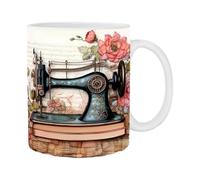 Coffee Mug For Seamstresses | 350 ml Coffee Mug | Sewing Machine Cup | Ceramic Sewing Cup | Sewing Gift Mug | Quilting Mug | Unique Sewing Machine Coffee Cup Made of Ceramic
