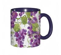 Coffee Mug Funny Mug, Grape Vineyard Concept with Violet Tone Ripe Fresh Grapes Organic Viticulture.Violet Purple Print,Coloured Mug Cup Gift Birthday Work Office Christmas Tea Coffee