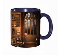 Coffee Mug Funny Mug, Vintage Bookshelf Magical Witch Bookshelf Full Moon Outside Window Print,Coloured Mug Cup Gift Birthday Work Office Christmas Tea Coffee