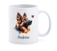 Coffee Mug Germans Shepherds with Butterfly Work Mugs Contemporary Coffee Cups Novelty Tea Mug for Kitchen Office Gifts Birthday Gifts 330 Ml