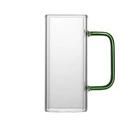 Coffee Mug Glass Tumbler Square Big Tea Cup with Handle Simple Transparent Morning Reusable 400Ml/13.5Oz