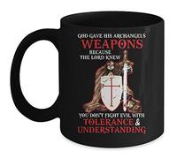 Coffee Mug, God Gave His Archangels Weapons Christianty Knight Templar Tea Cup Coloured Personalised Mug Premium Ceramic Cup for Kitchen Accessories Work Office 330ML