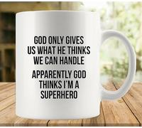 Coffee Mug God Only Gives Us What We Can Handle Coffee Mugs Teacher 2 PCS | Novelty Drinking Cups Funny Ceramic Mug Birthday Restaurants