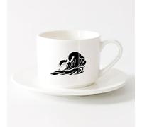 Coffee Mug Great Waves Sea Ocean Marine Style Tsunami （6oz/175ml） for Coffee, Soup, Tea, Milk, Latte, hot Cocoa, Ladies, Men，Sets Tea Cup with Saucers (White)