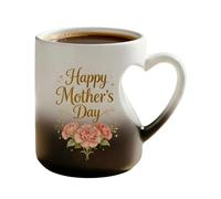 Coffee Mug Heat Sensitive Colour Changing Drink Glass with Handle Heart-Shaped Ceramic Water Cup for Chocolate Milk Juice Household Celebration WG Hotel Apartment Party