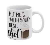 Coffee Mug, Hii Me Wiih Your Best Shot Mug Funny Coffee Mug,Man Cave Prints,The Best Gift for Colleagues, Parents, and Grandparents, 110z Men and Women