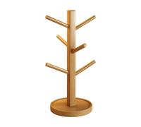 Coffee Mug Holder - 6 Hook Wooden Cup Tree Stand, Space Saving Countertop Kitchen Counter Organizer, Rustic Timber Teacup Drying Rack, Cabinet Free Display Branch | Cafe Accessories for Home & Hotels