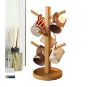 Coffee Mug Holder Stand - Compact Cup Rack Organizer | 6 Hook Mug Tree Display Storage Kitchen, Space Saving Vertical Cups Storage Organizer Stand System for Wedding Living Room Cafe Restaurant