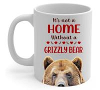 Coffee Mug House is Not A Home Without Grizzly Bear Tea Mug Coloured Work Mugs Novelty Ceramic Mugs for Home Kitchen Gift 330 ML