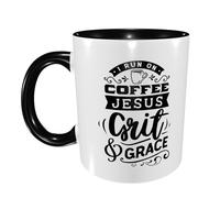 Coffee Mug I Run On Coffee Jesus Grit and Grace Exquisite Office Ceramic Tea Cup Novelty Family Print Mug 11Oz