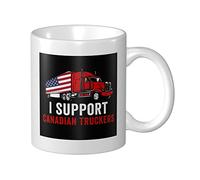 Coffee Mug I Support Canadian Truckers Couple Coffee Cup Funny Novelty Ceramic Mug, for Work, Birthday, Girls, 330ml