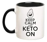 Coffee Mug Keto Keep Calm and Keto On Ketogenic Keto Diet Tea Cup Funny Work Mug Premium Personalised Mug for Office Men Women Birthday 330ML